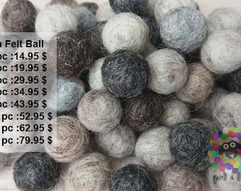 1 cm / 10 mm Felt Balls. Wool Pom pom Nursery Garland Decoration. 5 Natural color 100 % Wool - DIY Craft
