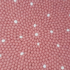 Felt Ball Rugs 20 cm - 250 cm Baby Pink with White spots (Free Shipping)