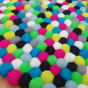 Felt Ball Rugs. Round Felt Ball Rug / Carpet / Home Decor / Pom Pom Nursery Rug / Round Rug / Teppich / Pebble Rug (Free Shipping)