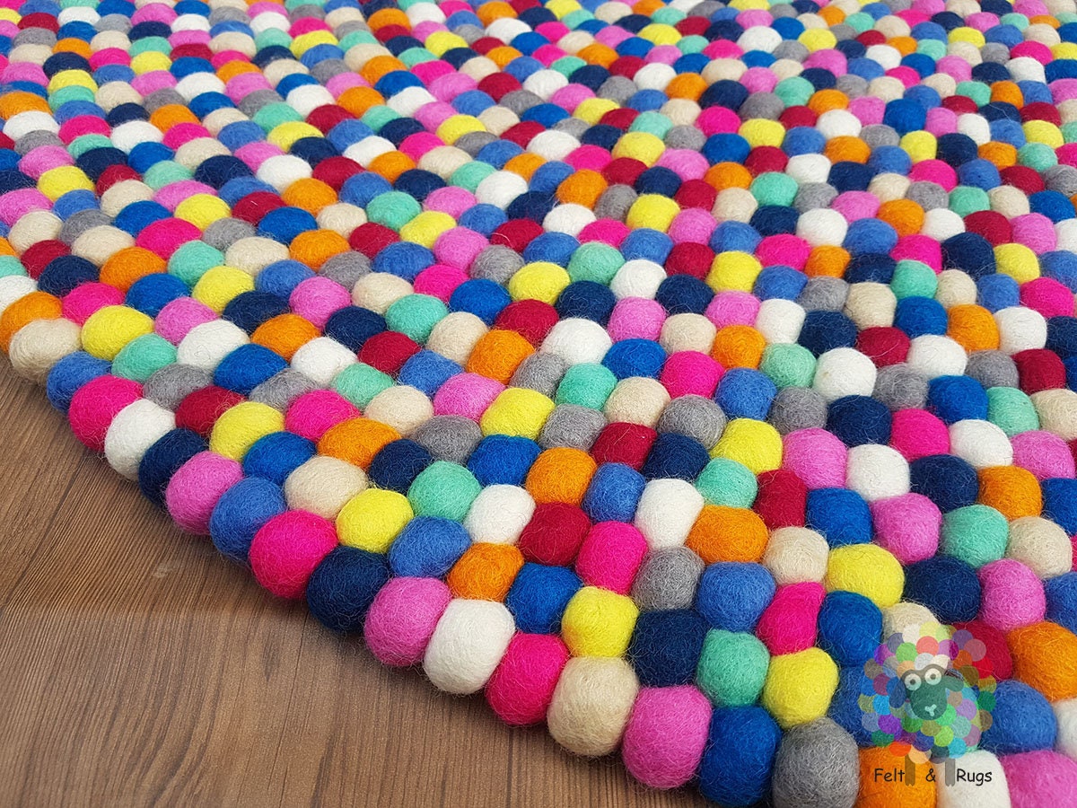 Felt Ball Rugs 90 Cm 250 Cm .100 Wool Imported From New Etsy UK