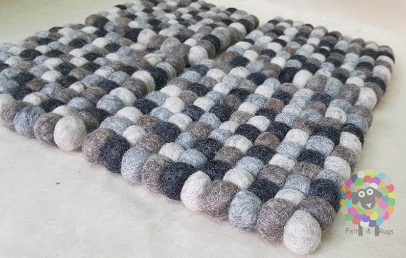 Set of 4 Trivets Square Natural Shades of Felt Ball Trivet Etsy
