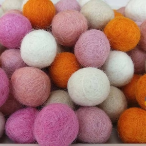 2.2 cm Felt Balls. Wool Pom pom Nursery Garland Decoration 100 % Wool - DIY Craft