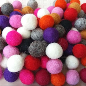 2 cm Filz Bommeln. Wolle Pom Pom Girlande Kindergirlande Dekoration 100 % Wolle - DIY Basteln