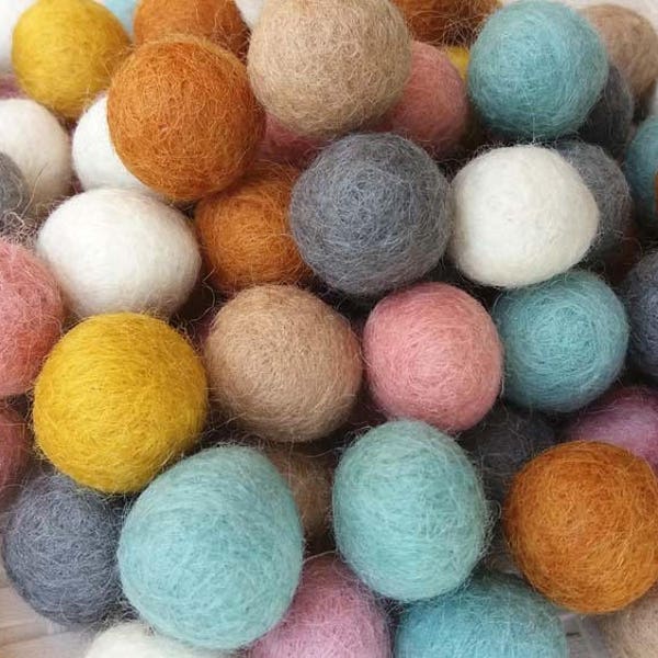 2.2 cm Felt Balls. Wool Pom pom Nursery Garland Decoration 100 % Wool - DIY Craft