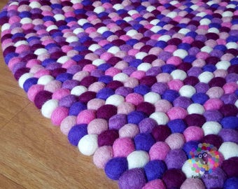 Felt Ball Rugs /Nursery pom pom rug/ Pebble Rug (Free Shipping)