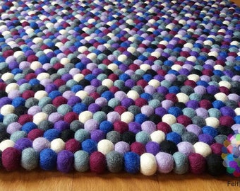 Handmade Wool Felt Ball Rug: White & Off-White Nursery Decor