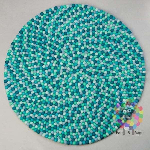 Felt Ball Rugs. Nursery pom pom 100 % Wool Nepal Rug (Free Shipping)