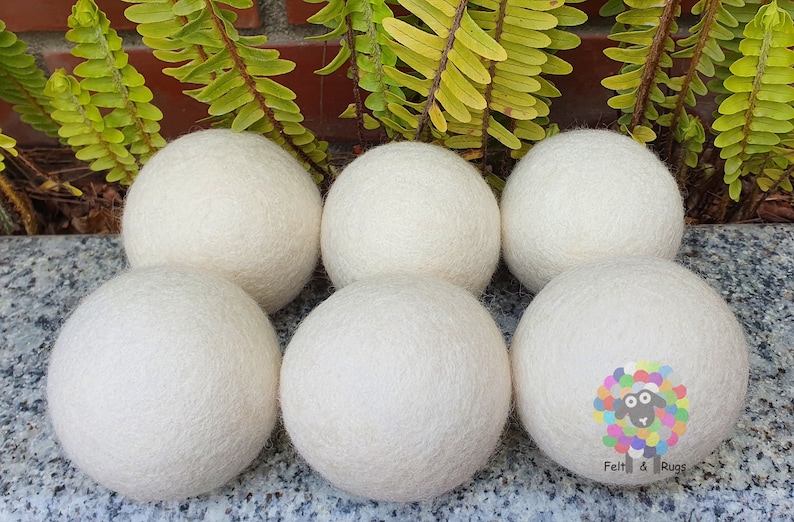 Wool Dryer Balls Extra Large Balls 6 pcs . Handmade, Natural and Ecofriendly Handmade 100 % Wool image 2
