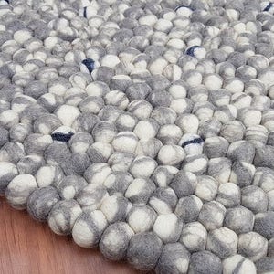 Felt Ball Rugs 20 cm - 250 cm Shades of Grey and White (Free Shipping)