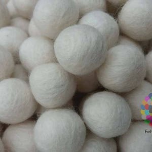 2 cm Filz Bommeln. Wolle Pom Pom Kindergirlande Dekoration. Reine Weiße Filz Pom-Poms 100 % Wolle - DIY Basteln