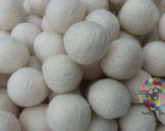 2 cm Felt Balls. Wool Pom pom Nursery Garland Decoration. Pure White felt balls 100 % Wool - DIY Craft