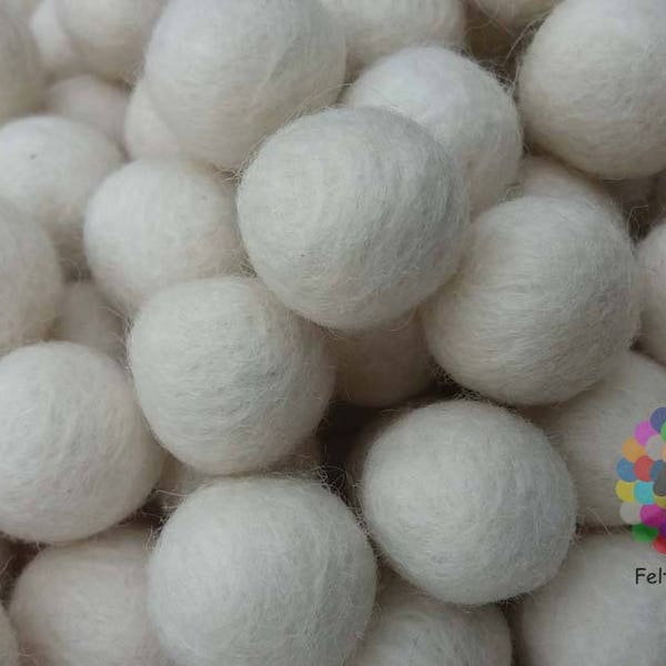 2 cm Felt Balls. Wool Pom pom Nursery Garland Decoration. Pure White felt balls 100 % Wool - DIY Craft