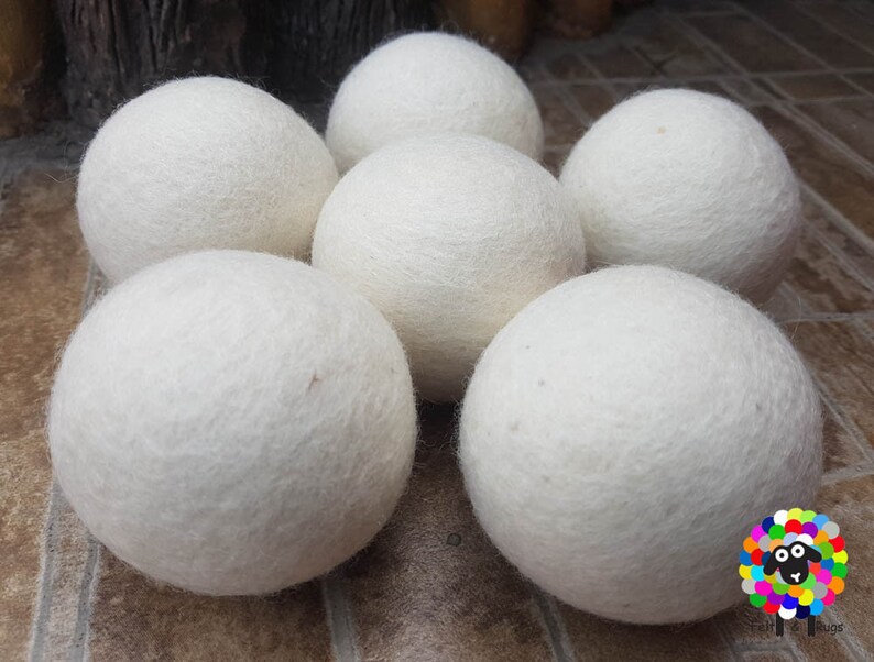 Wool Dryer Balls Extra Large Balls 6 pcs . Handmade, Natural and Ecofriendly Handmade 100 % Wool image 3