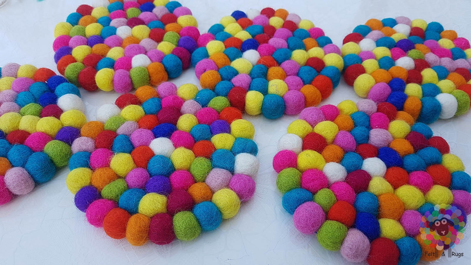 Felt Ball Coasters Set of 6 coasters Multicolor coasters Etsy