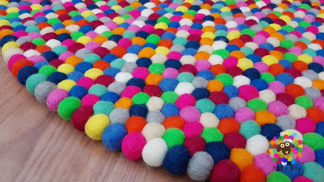 Felt Ball Rugs 20 Cm 250 Cm Bright Multicolored Rug free Etsy