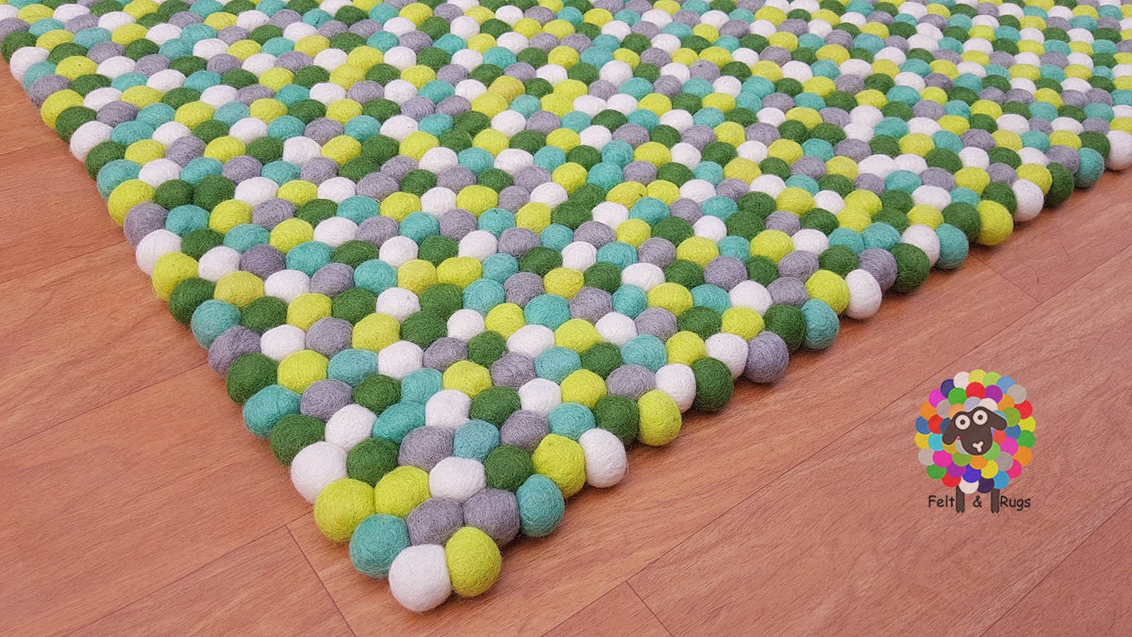 Ball Rug Rectangle Felt Ball Rug / Wool Children Rug / Teppich / Living | Etsy