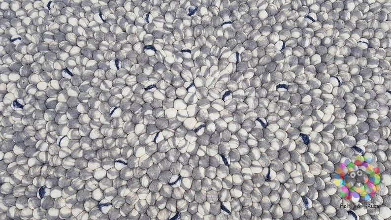Felt Ball Rugs 20 cm 250 cm Shades of Grey and White Free Shipping image 8
