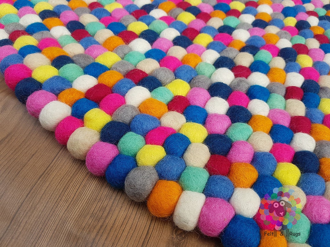 Felt Ball Rugs 90 Cm 250 Cm .100 Wool Imported From New Etsy UK