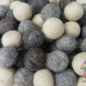 2,2 cm Filz Bommeln. Wolle Pom Pom Kindergirlande Dekoration. 5 Schattierungen von Naturfarben. 100 % Wolle - DIY Basteln