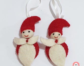 Christmas Snowman Hanging Decoration. Handmade from 100 % Wool