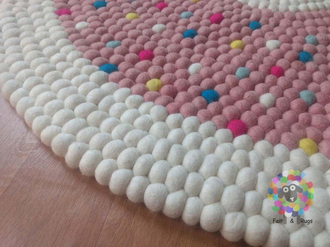 Felt Ball Rugs / Baby Girl Nursery Pom Pom Rug free Shipping Etsy