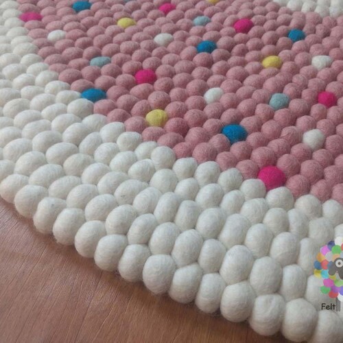 Felt Ball Rugs / Baby Girl Nursery Pom Pom Rug free Shipping Etsy