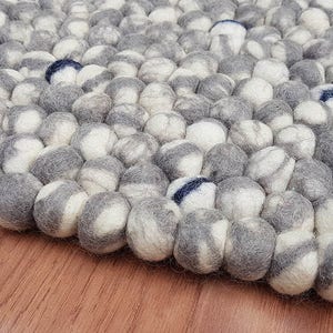 Felt Ball Rugs 20 cm 250 cm Shades of Grey and White Free Shipping image 3