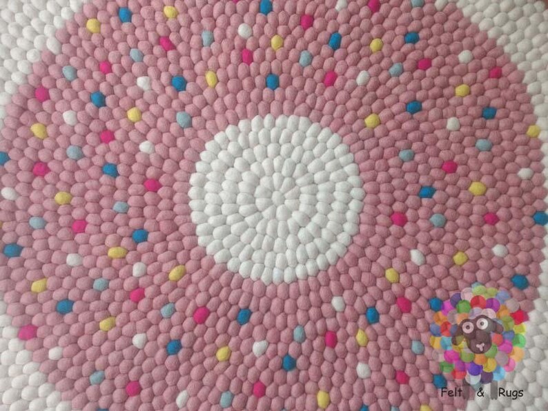 Felt Ball Rugs / Baby Girl Nursery Pom Pom Rug free Shipping Etsy