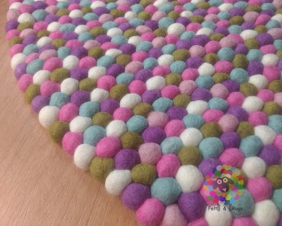 Filz Kugel Teppich Pastell Kinderzimmer Teppich Pom Pom Etsy