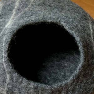 Large Felt Cat Cave 40 cm or 16 Inches Diameter Cat Bed / Pet Bed / Puppy Bed / Cat House. 100 % Wool Natural Color image 3