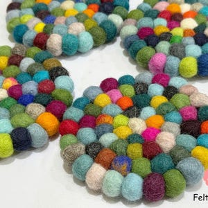 Felt Ball Coasters, Housewarming Gift, New Home Gift. 100 % Wool