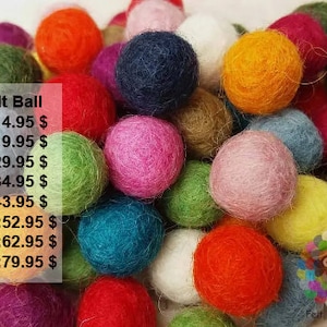 1 cm / 10 mm Filz Bommeln. Wolle Pom Pom Kindergirlande Dekoration.  Bunte Filz Pom Poms 100 % Wolle - DIY Basteln