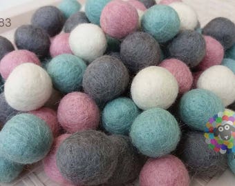 2.2 cm Felt Balls. Wool Pom pom Nursery Garland Decoration 100 % Wool - DIY Craft