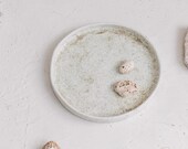 Ceramic Makeup Organizer, Circular Rolling Catch All, Large Pottery Platter, Flat Bathroom Tray