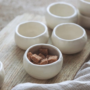 Mini dipping bowls, Soy sauce dish, Shallow dip dish, Handmade ceramic creamy tiny bowl, Small Ice cream bowl, Condiment dish, Foodie favor