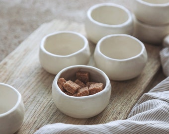 Mini dipping bowls, Soy sauce dish, Shallow dip dish, Handmade ceramic creamy tiny bowl, Small Ice cream bowl, Condiment dish, Foodie favor