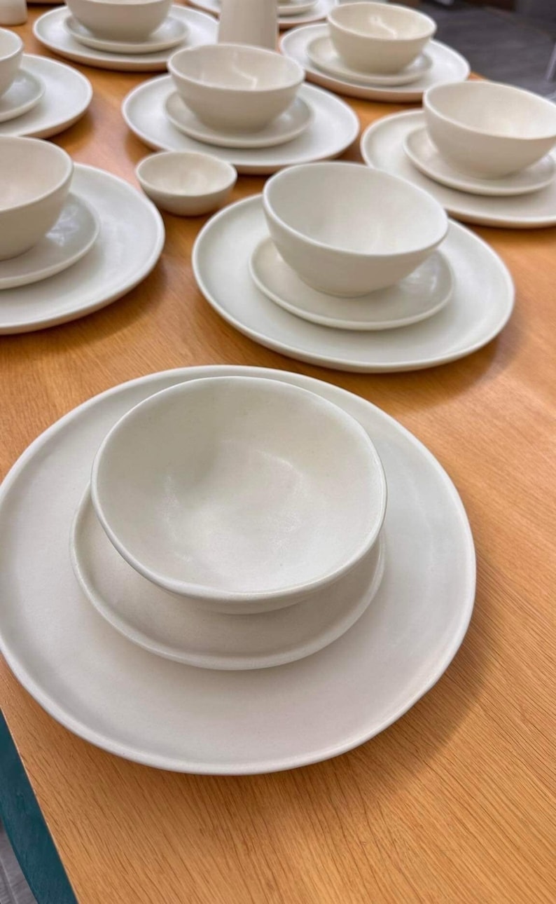 Unique dinner set, Organic shaped dish set, Handmade ceramics place setting,  Fine dining pottery
