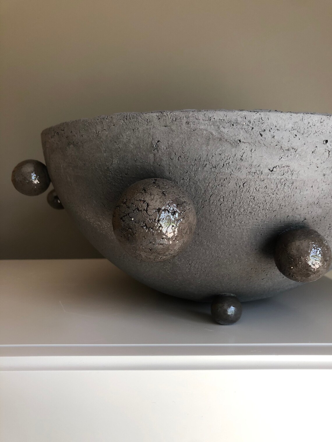 Ceramic Centerpiece Bowl With Bubble Decor Extra Large Black Etsy