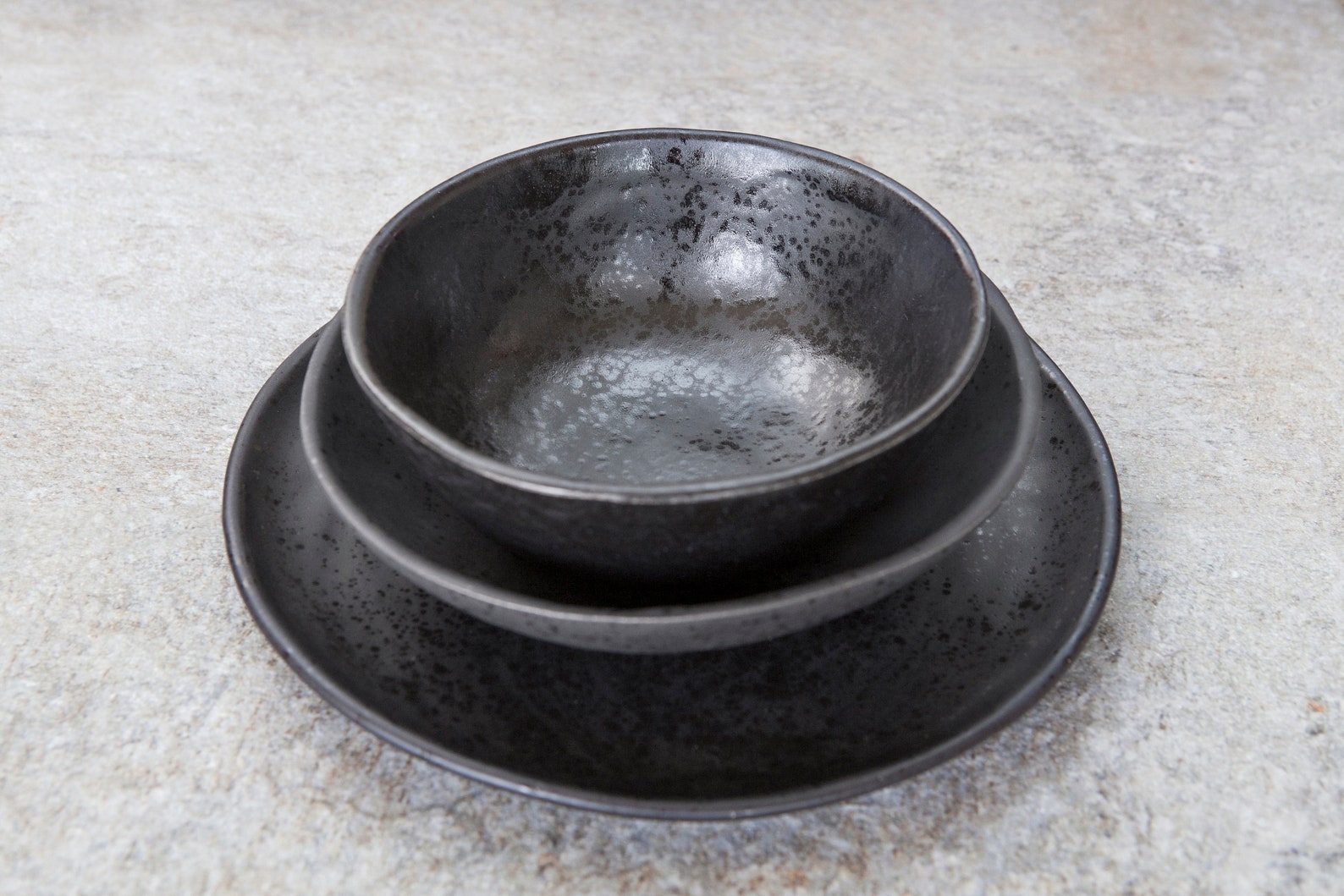 Black Ceramic Dish Set for 8 Complete 24 Piece Dinner Set - Etsy