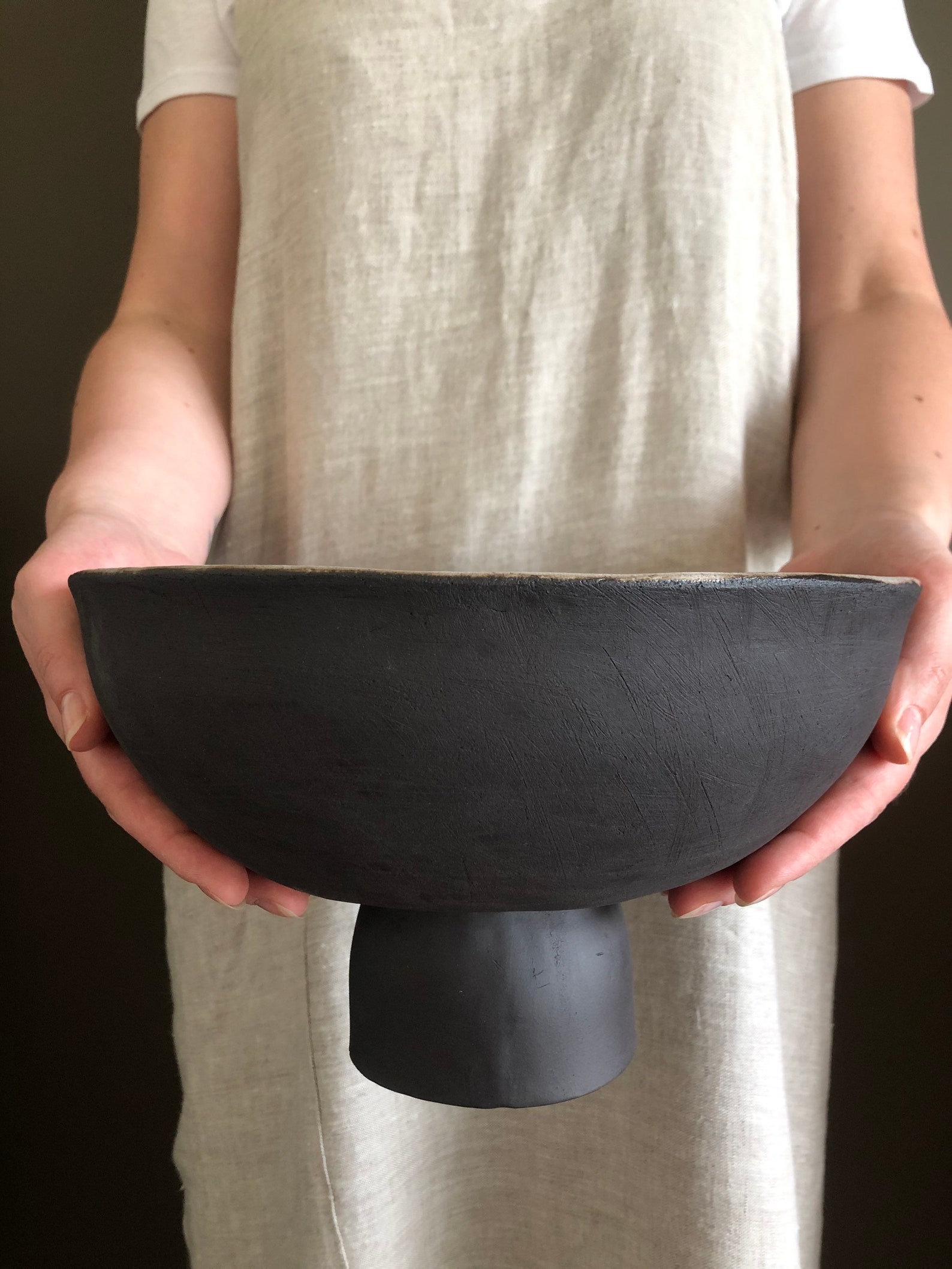 Fruit Bowl Ceramic Ivory Pedestal Bowl Handmade Pottery Etsy