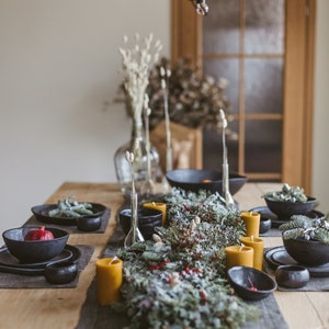 Unique Black Dinnerware, 20 Piece Dinnerware Set, Black Ceramic Dinner Set, Handmade Plates, 4 Person Dinner Set, 4 Place Dinner Set