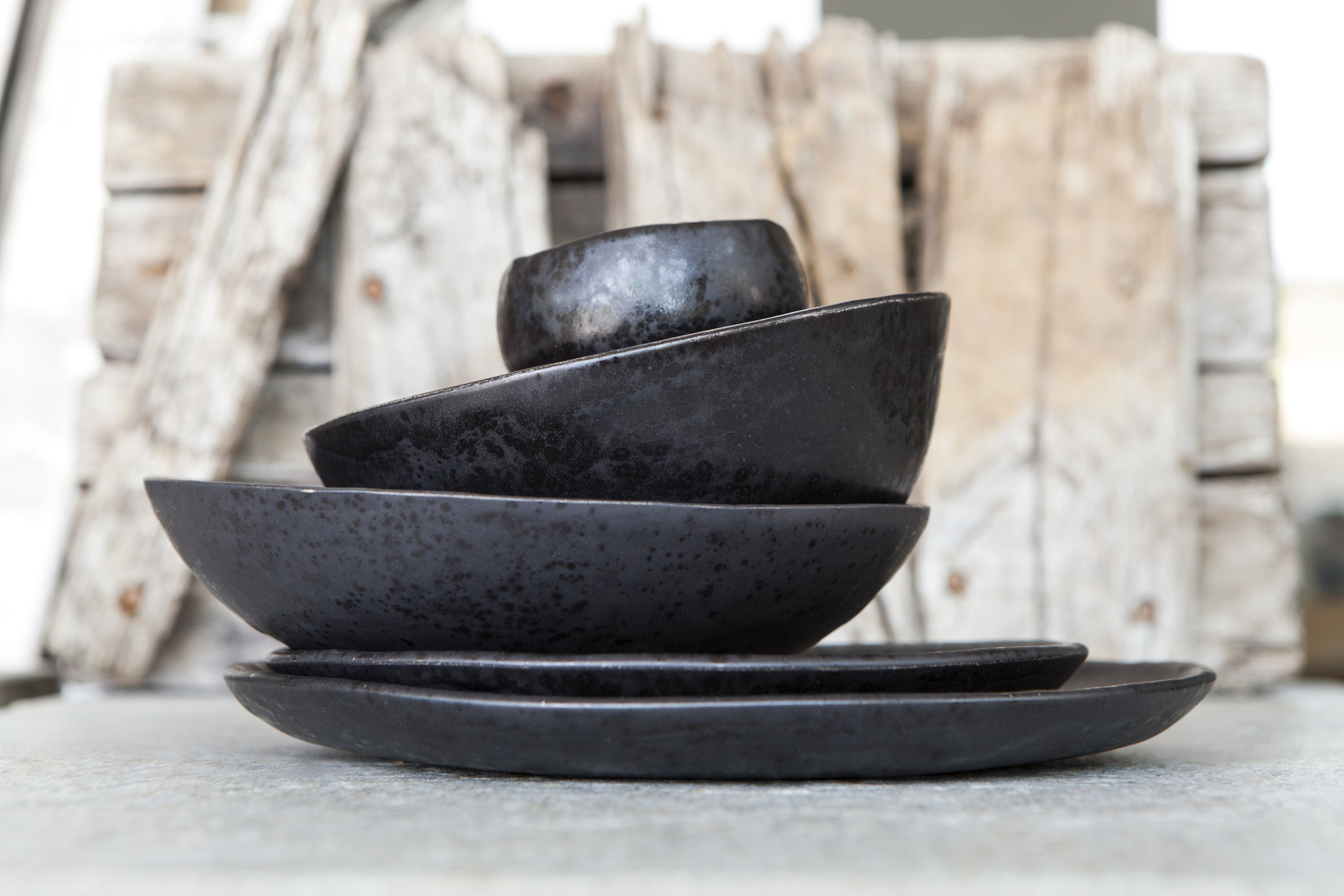 Black ceramic dinnerware set modern minimal stoneware dish Etsy