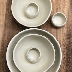 SET of 6 Handmade ceramics bowls, large serving bowl, Salad bowls, Rustic pottery white bowls, Beautiful center pieces