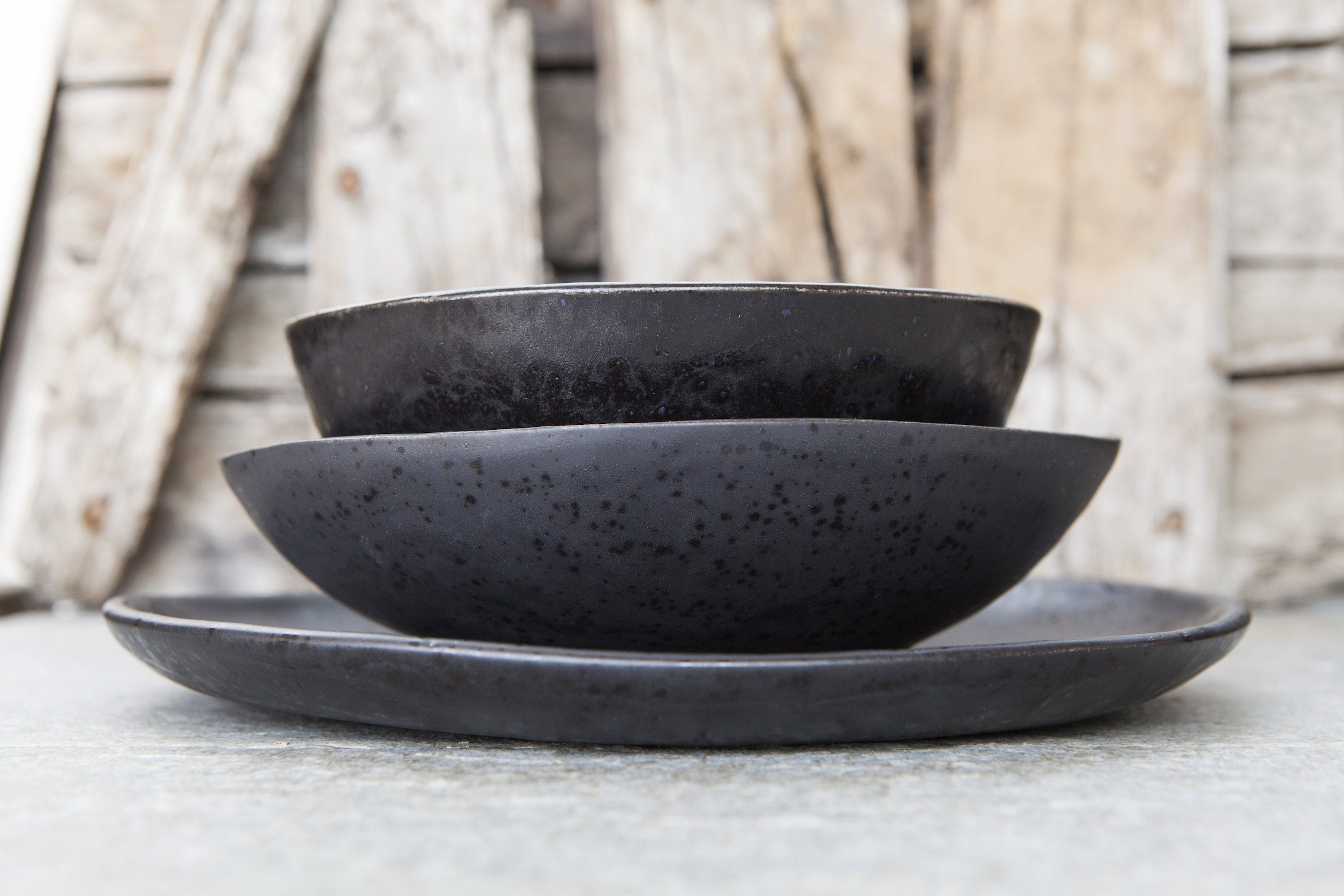 Black ceramic dinnerware set Japanese style dish set Etsy