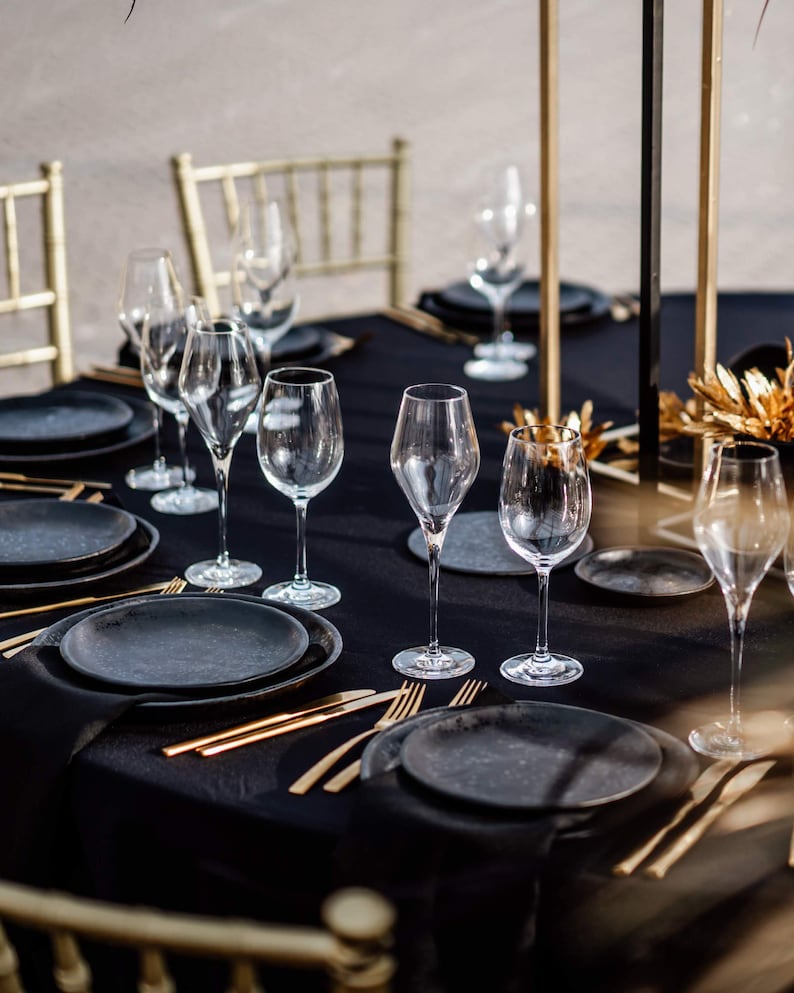 Alternative wedding table setting 2 black ceramic plates set Etsy