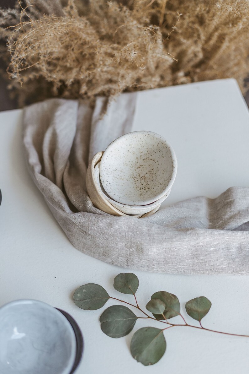Wedding ring holder Speckled white small rice bowl Personalized trinket dish Jewelry storage Ceramic dipping bowl Boho jewelry holder