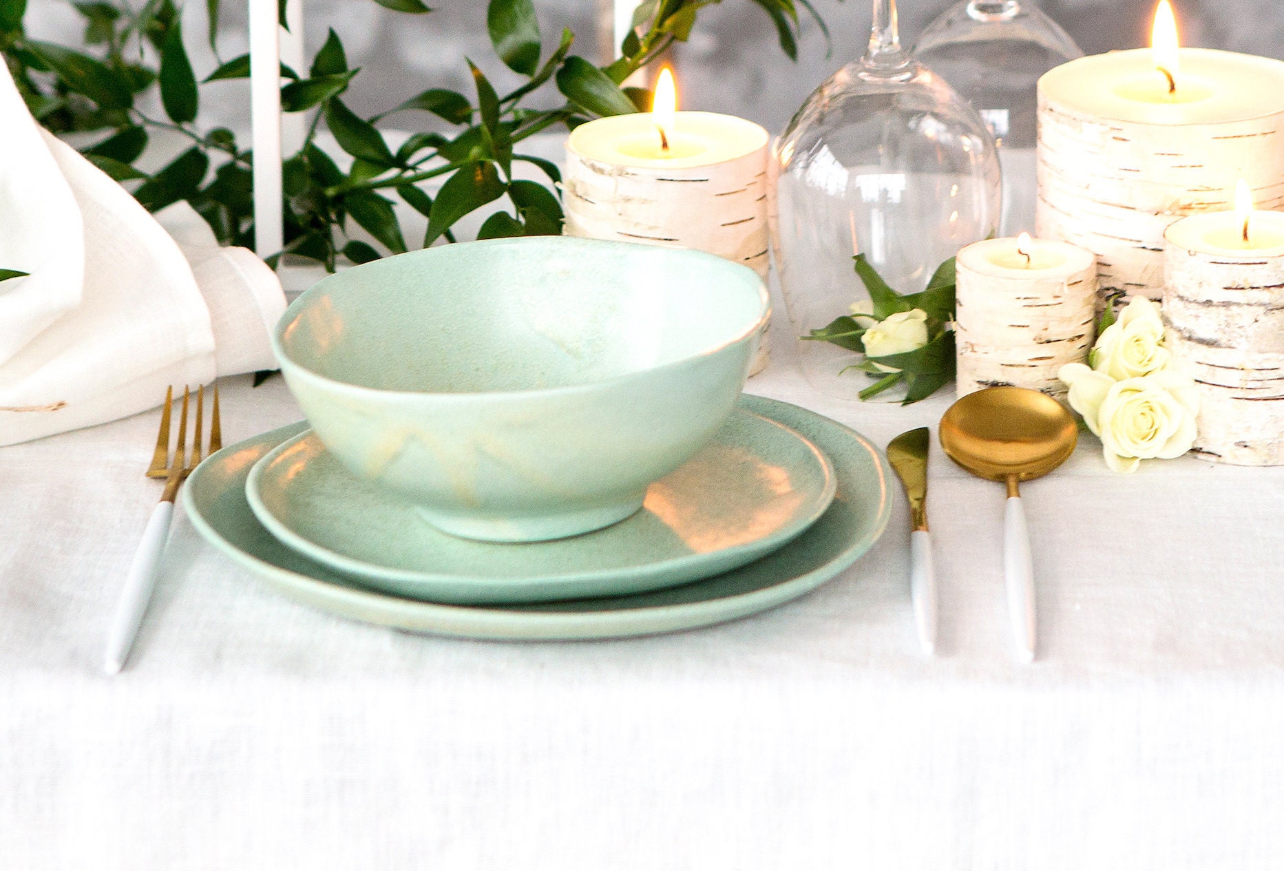 Ceramic dinnerware set Pottery dinner set Serving dishes Etsy