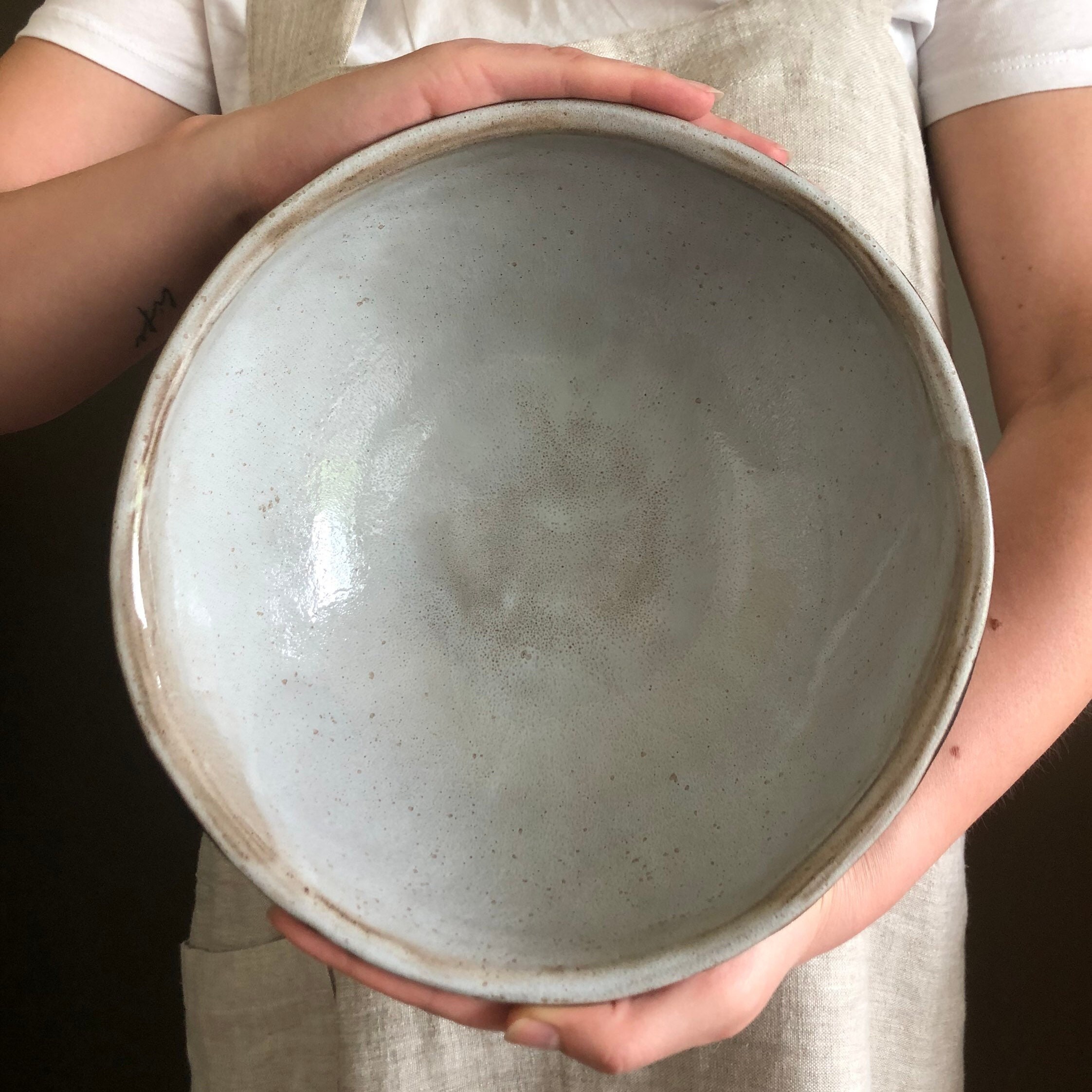 フルーツボウルセラミック、象牙台座ボウル、手作り陶器柱皿、ストーン