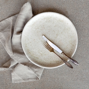 Plato de fotografía de alimentos, paté de cerámica irregular, plato mate moteado, plato de cena de cerámica de 10", plato de gres orgánico hecho a mano imperfecto
