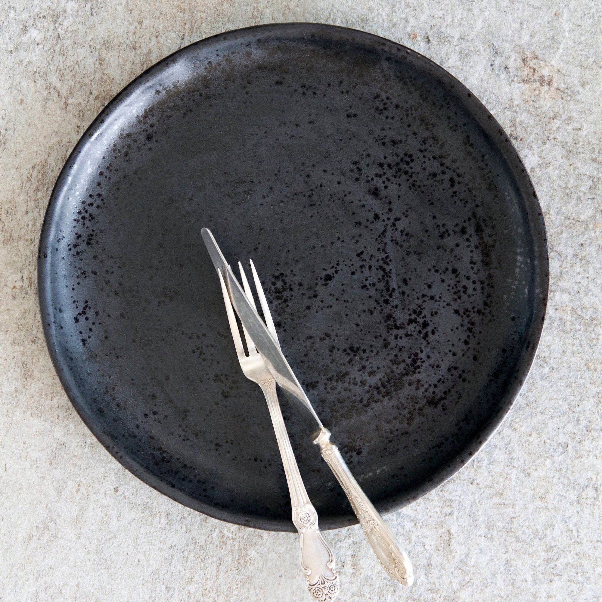 Large Black Dinner Plate Handmade Pottery Plate Stoneware Etsy